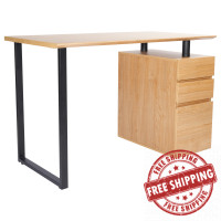 Techni Mobili RTA-1305-PN Computer Desk with Storage and File Cabinet, Pine